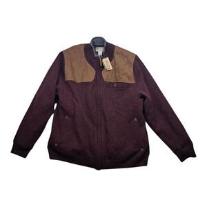 NWT Duluth Trading Sweater Jacket Men's‎ XL Red Shetland Wool Windproof Full Zip
